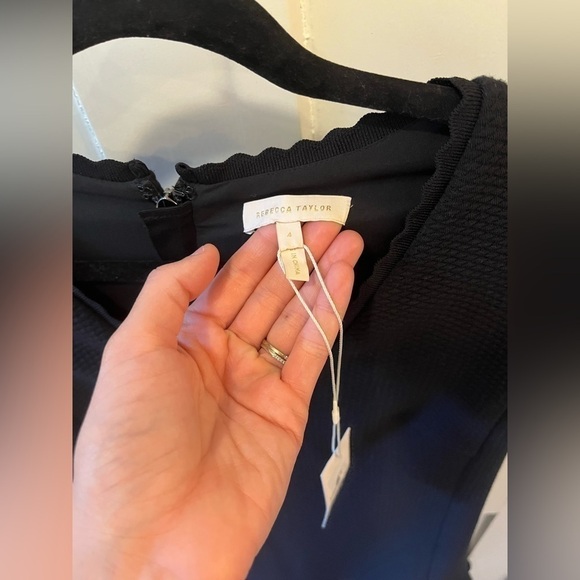 NWT $395 REBECCA TAYLOR Stretch Texture Little Black Dress Black Size 4 - Picture 7 of 11